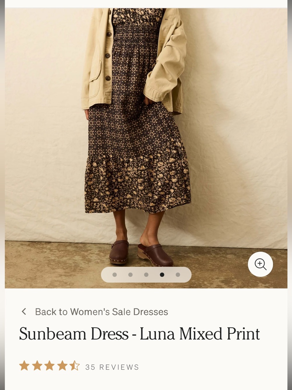 Faherty Brown Mixed-Print Midi Dress women’s small